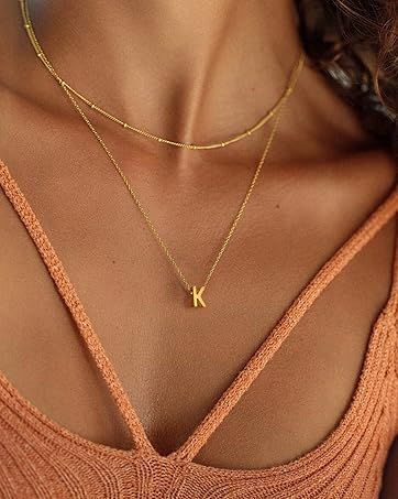 Cute first Initial necklace stainless steel gold plated $9.99 Necklaces With Letters, Layered Initial Necklace, Layered Gold Necklace, Letter Necklace Gold, Necklace Gold Jewelry, Initial Letter Necklace, Necklace For Women Gold, Gold Initial Necklace, Pretty Jewelry Necklaces