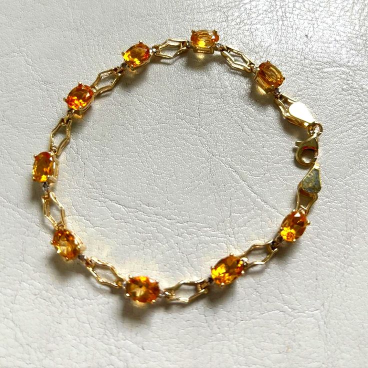 Genuine Citrine And Diamond 14k Gold Bracelet. Condition Is New, Only Worn Once. Ships Same Or Next Day. Citrine Bracelet, Citrine Jewelry, Yellow Gemstones, Next Day, Womens Jewelry Bracelets, Colored Diamonds, Yellow White, Citrine, Gold Bracelet