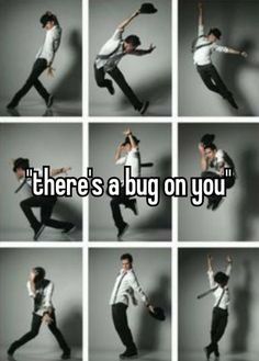 there's a bug on you in the middle of eight pictures, with one man jumping