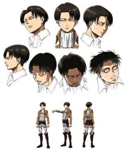 an anime character with different facial expressions and haircuts, all in various poses