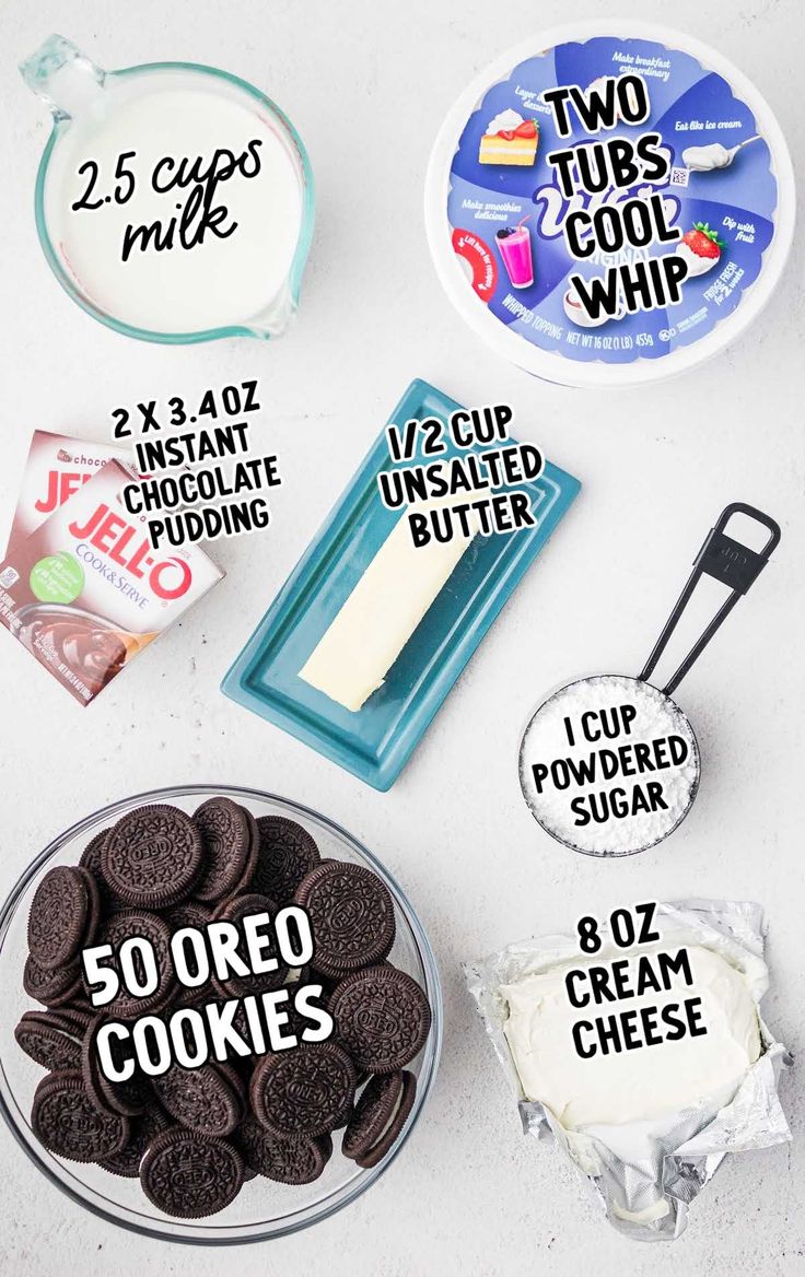 the ingredients needed to make oreo cookies