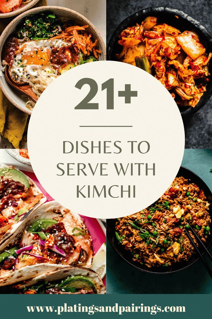 different dishes to serve with kimchi, including chicken and rice in black pans