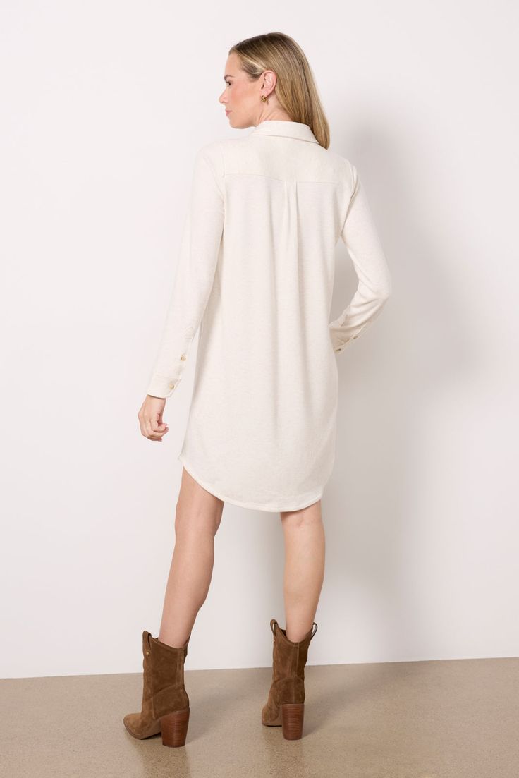 The super-soft Legend Sweater Dress from Faherty is an easy pick for any occasion, featuring a relaxed fit, front button closure, and classic shirt collar. Pair with a belt and your favorite flats for a cozy yet put-together look. | FAHERTY Women's Legend Sweater Dress, Size XS, White Casual V-neck Shirt Dress For Fall, Casual Fall Shirt Dress For Daywear, Casual Shirt Dress For Fall Daywear, Casual Shirt Dress With Relaxed Fit For Fall, Casual Fall Button-up Shirt Dress, Casual Fall Loungewear Dresses, Casual Fall Dresses For Loungewear, Relaxed Fit Long Sleeve Casual Shirt Dress, Casual Relaxed Fit Dress For Fall