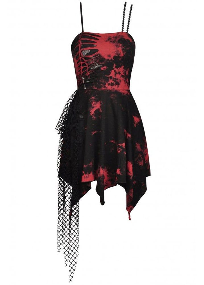 Scene Dress, Dark Punk, Red Tie Dye, Edgy Dress, Love Dark, Dark In Love, Black Lehenga, Punk Dress, Emo Dresses