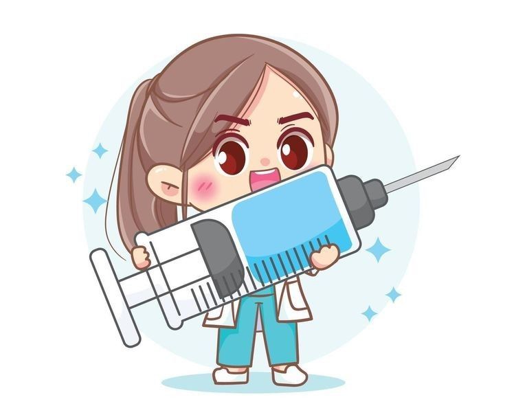 a cartoon character holding a large toothbrush in her right hand and pointing it at the camera