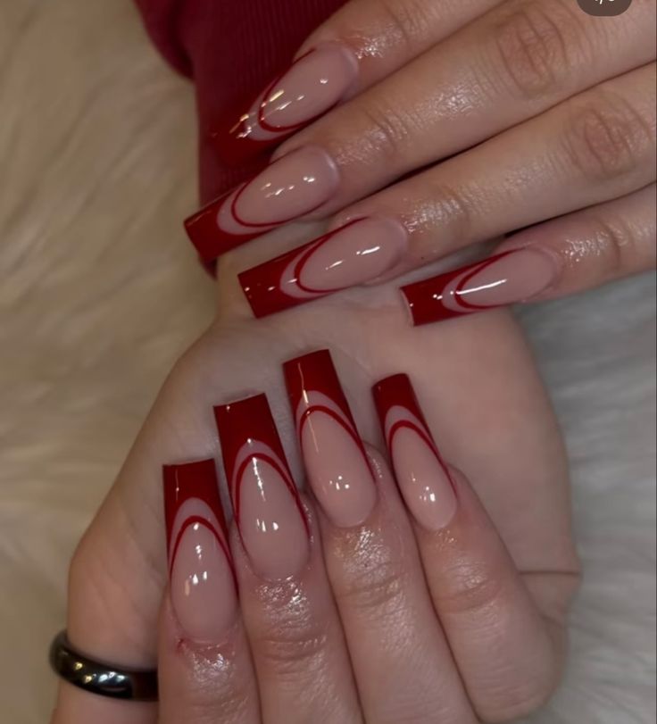 Red Acrylic Nails, Simple Acrylic Nails, French Tip Acrylic Nails, Long Acrylic Nails Coffin, Acrylic Nails Coffin Short, Diy Spring, Nails Diy, Square Acrylic Nails, Xmas Nails