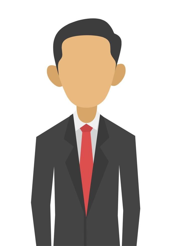 a man in a suit and tie with a red tie on his lapel, flat icon