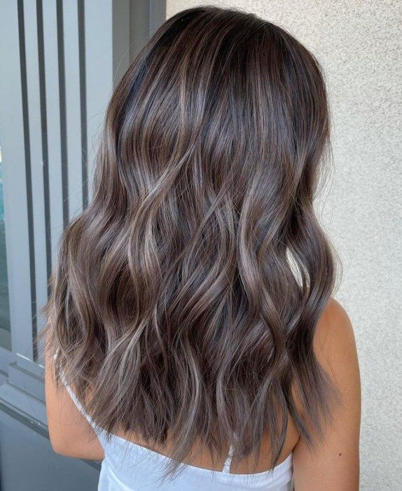 Mocha Hair With Highlights, Mushroom Hair Color, Mushroom Brown Hair Color, Hair Color Ideas For 2023, Ash Brown Hair Balayage, Mushroom Brown Hair, Ashy Hair, Mocha Hair, Brown Hair Color Ideas