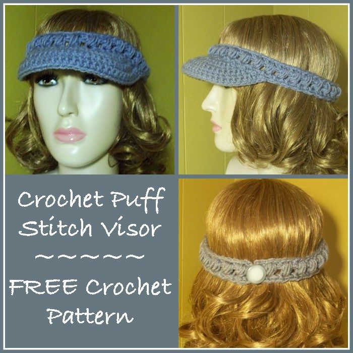 crochet puff stitch visor free crochet pattern for headbands