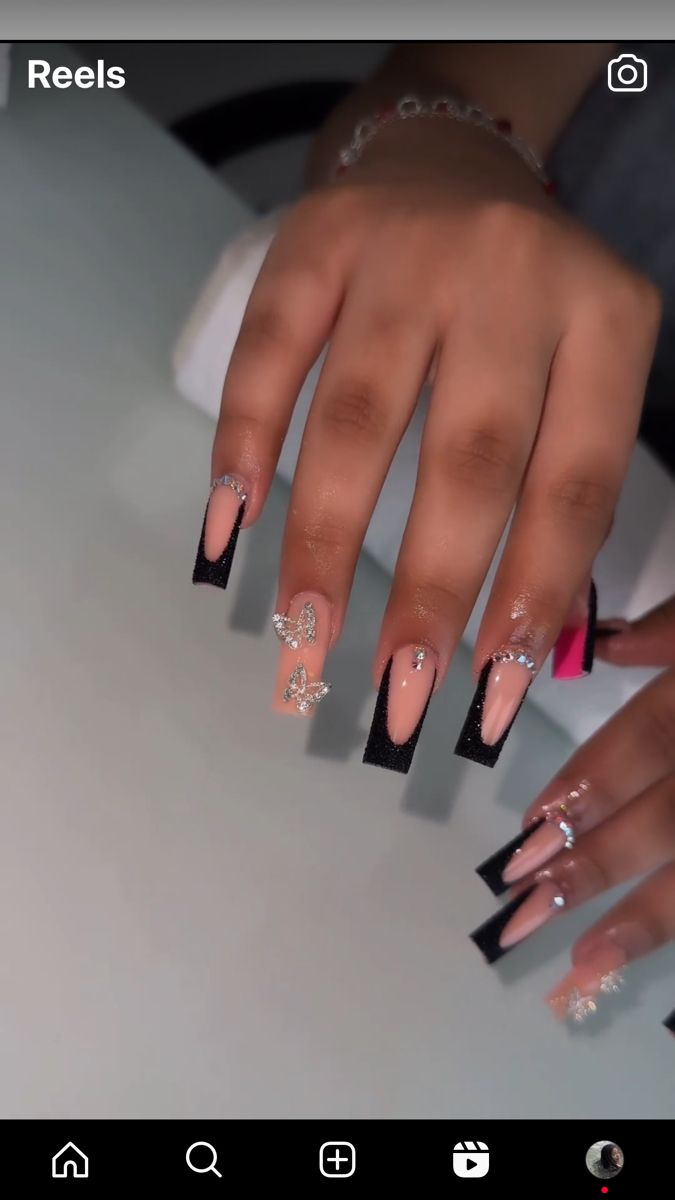 Black Acrylic Nails, Nails Coffin Short, Long Acrylic Nail Designs, Girly Acrylic, White Acrylic Nails, Colored Acrylic Nails, Girly Acrylic Nails, Acrylic Nails Designs, Short Square Acrylic Nails