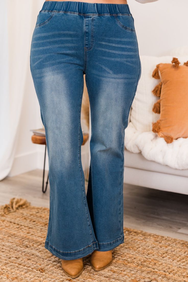 Dare to step out and look FABULOUS in these flare jeans! This style of jean has made a comeback this season, and we are loving it! The dark wash is easily paired with everything in your closet, while the flared pant leg will dress up even the most basic tops! Wear with a colorful blouse and booties or transition to Summer with wedges or sandals. 75% Cotton, 23% Polyester, 2% Spandex Colorful Blouse, Colorful Blouses, Jeans Dark Wash, Model Fits, Basic Tops, Flare Jeans, Wedges, Dress Up, Spandex