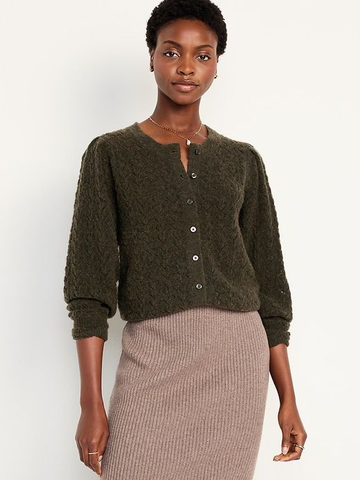 Saw this on Old Navy: Plus Size Workwear, Fall Family Photo Outfits, Cable Knit Vest, Pointelle Cardigan, Cardigan Green, Textured Knit Sweater, Office Casual Outfit, Office Outfits Women, Summer Capsule Wardrobe