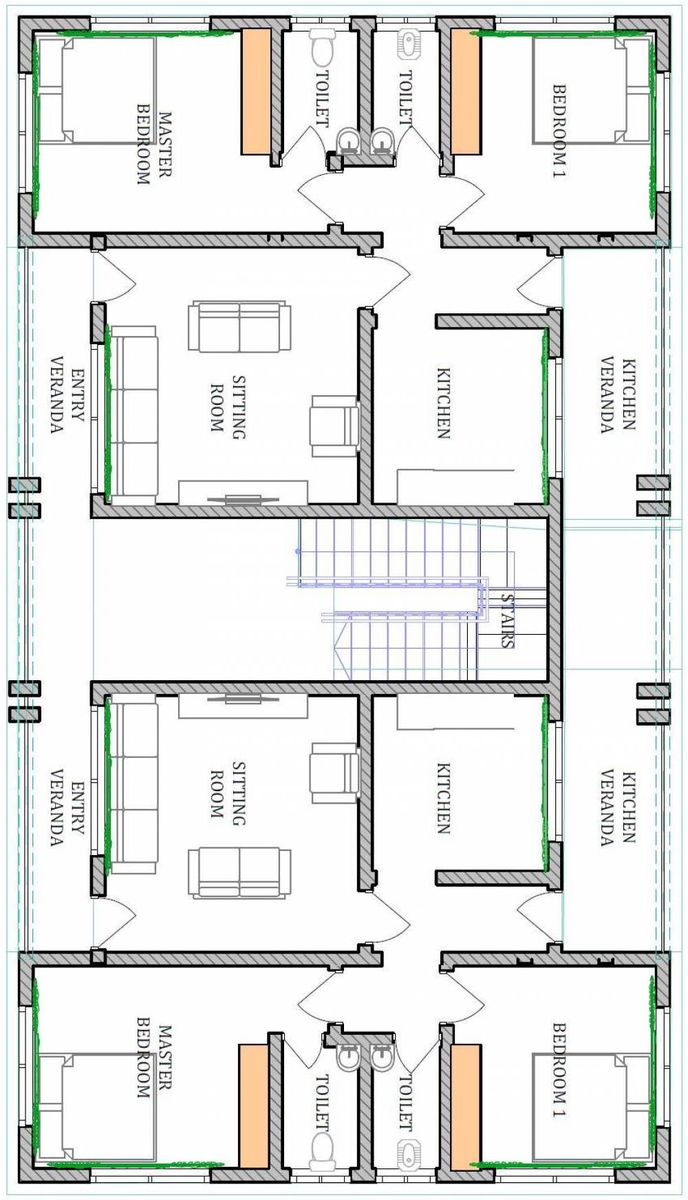 the floor plan for a two story house with three rooms and one living room in it