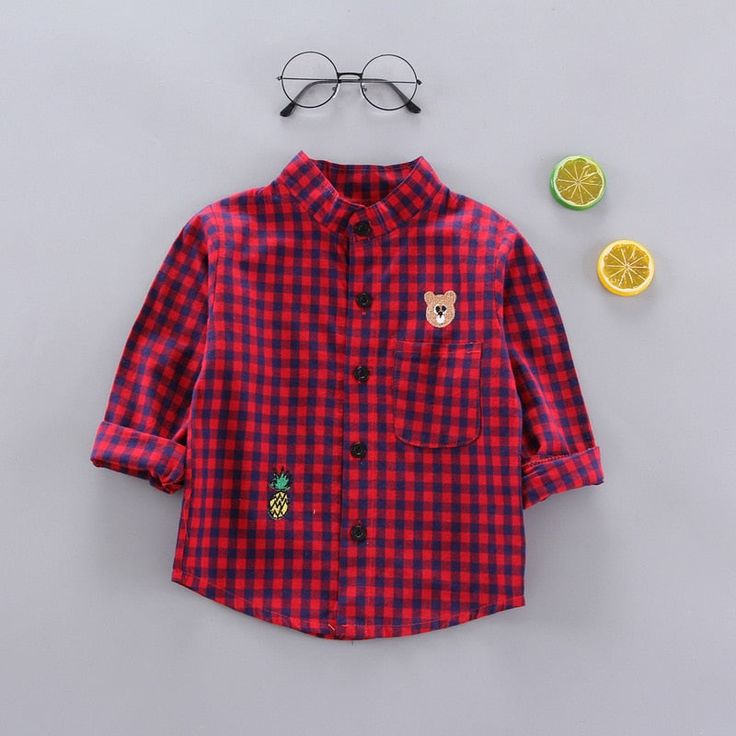 Spring Autumn Long Sleeves Checkered Shirts for 1 to 5 Years Old Boys - Pink & Blue Baby Shop - Review Toddler Girl Tees, Clothes Spring, Check Shirts, Infant Boy, Boys Plaid, Khaki Fashion, Checkered Shirt, Cotton Long Sleeve Shirt, Tee Outfit