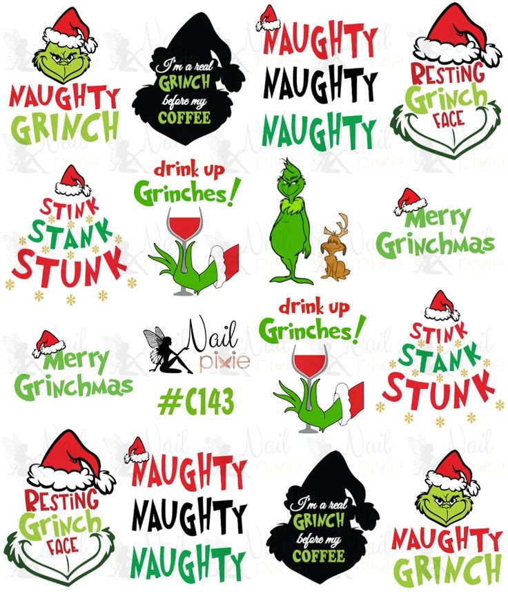 NAUGHTY GRINCH Christmas Nail Decal Art Water Slider Sticker - Etsy Grinch Games, Grinch Nails, Grinch Stuff, Water Nails, Christmas Grinch, Nail Art Stickers Decals, Clear Nail Polish, Small Tattoos For Guys, Art Water