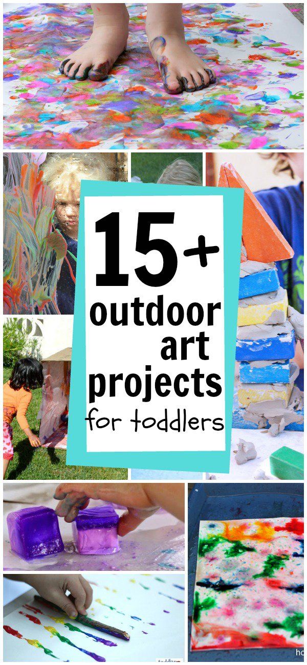 kids's art projects for toddlers with the title 15 outdoor art projects for toddlers