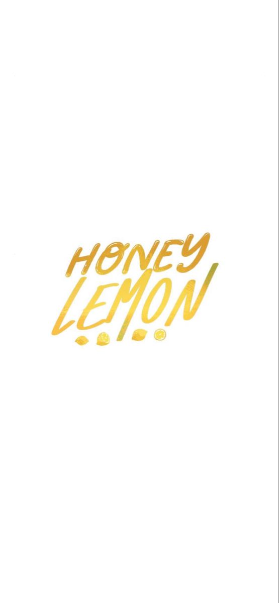 the words honey lemon are written in gold ink on a white background with an orange and yellow border