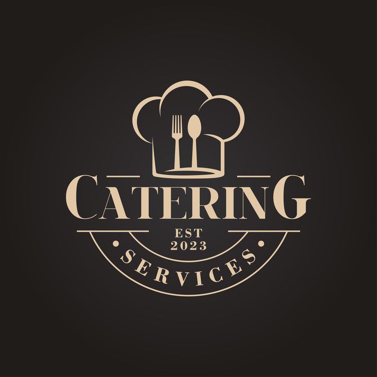 the logo for catering services, with a chef's hat and fork on it