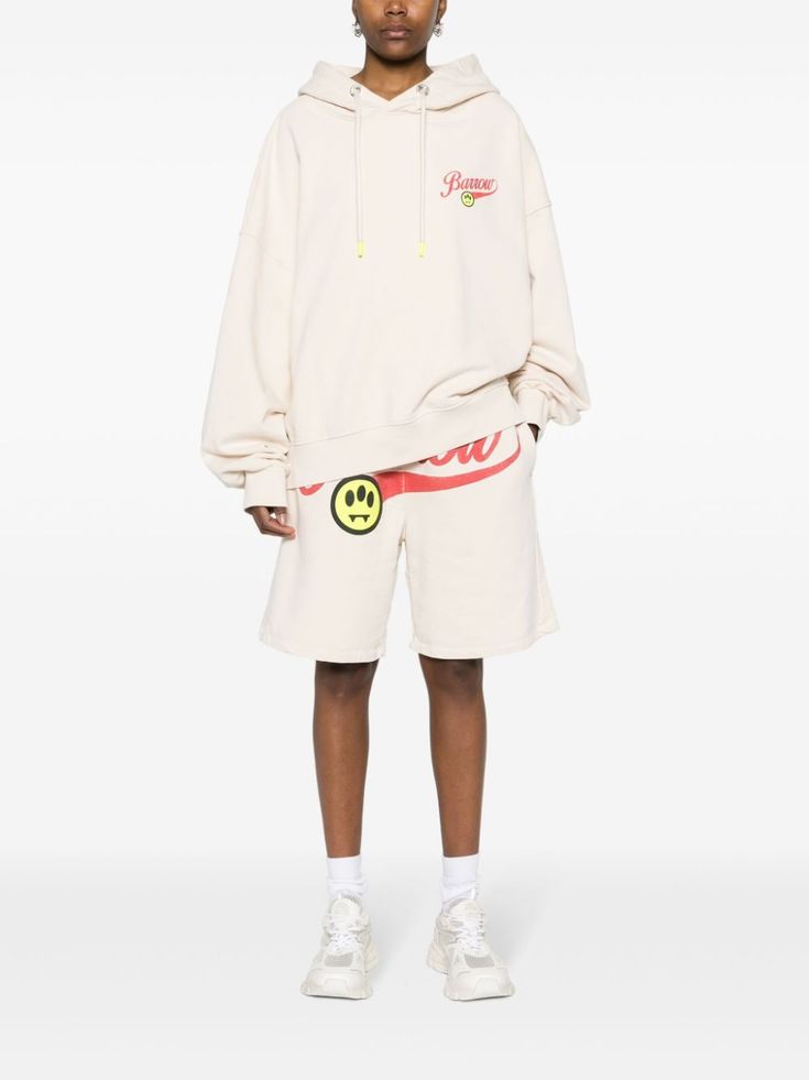 Find BARROW Logo-print Hoodie on Editorialist. light beige, red cotton soft jersey drawstring hood drop shoulder long sleeves ribbed cuffs and hem logo print at the chest and to the rear internal logo tag straight hem When buying this unisex item, keep in mind that it is graded in standard men's sizing. Logo Print Sweatshirt For Spring Loungewear, Beige Cotton Hoodie With Ribbed Cuffs, Cream Winter Sweatshirt With Logo Print, Beige Sporty Hoodie With Ribbed Cuffs, Sporty Beige Hoodie With Ribbed Cuffs, Trendy Beige Sweatshirt For Streetwear, Beige Hoodie For Streetwear Athleisure, Beige Hoodie For Streetwear In Athleisure Style, Beige Athleisure Hoodie For Streetwear