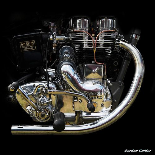 an image of a motorcycle engine on display