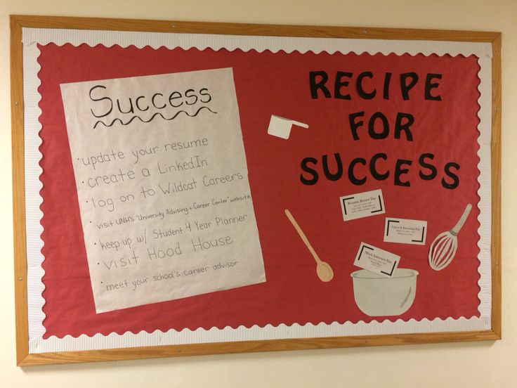 a recipe for success bulletin board hanging on the wall