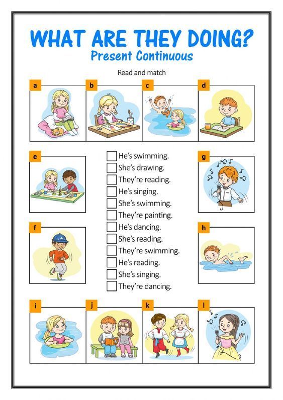 what are they doing? worksheet for children with pictures on it and the words below