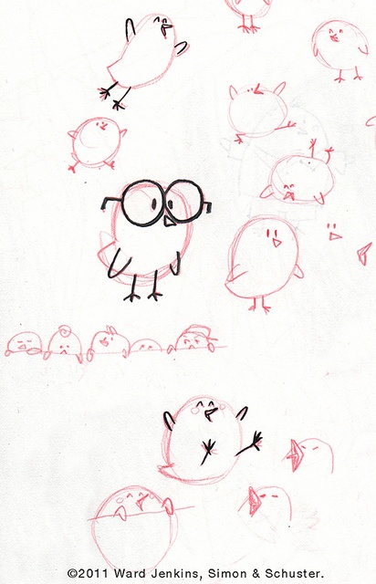 a drawing of some birds with glasses on