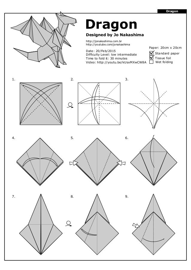 how to make an origami dragon with pictures and instructions for the paper model