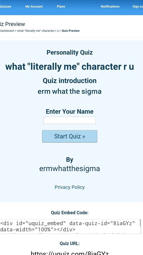 an email form for a personalized quiz