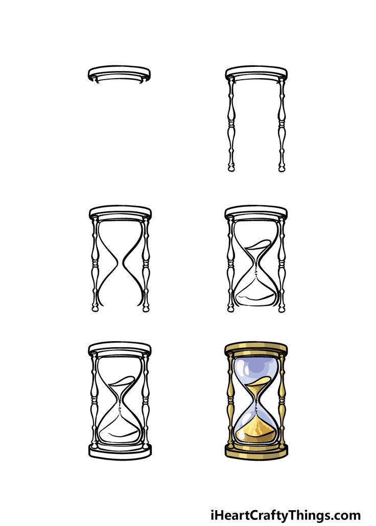 four hourglasses are shown with different angles