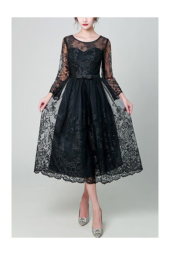 10% off now! Shop black lace illusion long sleeved midi party dress online. Sheprom offers formal, party, casual & more style dresses to fit your special occasions. Black Lace Dress Styles, Long Sleeve Lace Evening Dress With Sheer Sleeves, Long Sleeve Evening Dress With Illusion Neckline, Black Lace Dress With Sheer Bodice For Evening, Long Sleeve Evening Dress With Sheer Bodice, Black Midi Dress With Sheer Bodice For Party, Long Sleeve Midi Dress For Prom, Long Sleeve Midi Dress For Prom Season, Black Midi Dress With Sheer Bodice For Evening