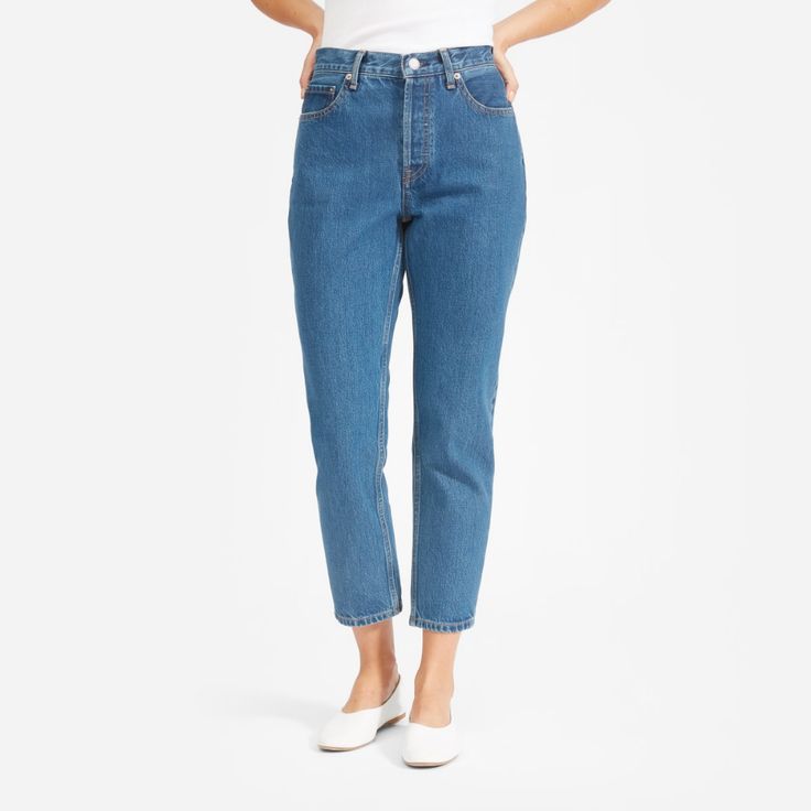 Women’s ’90s Cheeky Jean | Everlane Spring Dark Wash Mom Fit Jeans, Dark Wash Mom Fit Jeans For Spring, High Rise Cropped Denim Jeans For Everyday, Mid-rise Cropped Jeans In Denim Blue For Everyday, Medium Wash High Rise Jeans For Everyday, Classic Relaxed Fit Cropped Jeans In Denim Blue, Trendy Cropped Leg Jeans For Everyday Wear, Everyday Tapered Medium Wash Bottoms, Everyday Medium Wash Tapered Bottoms