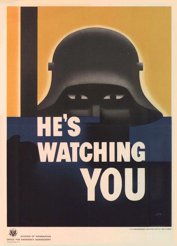 an old poster with the words he's watching you