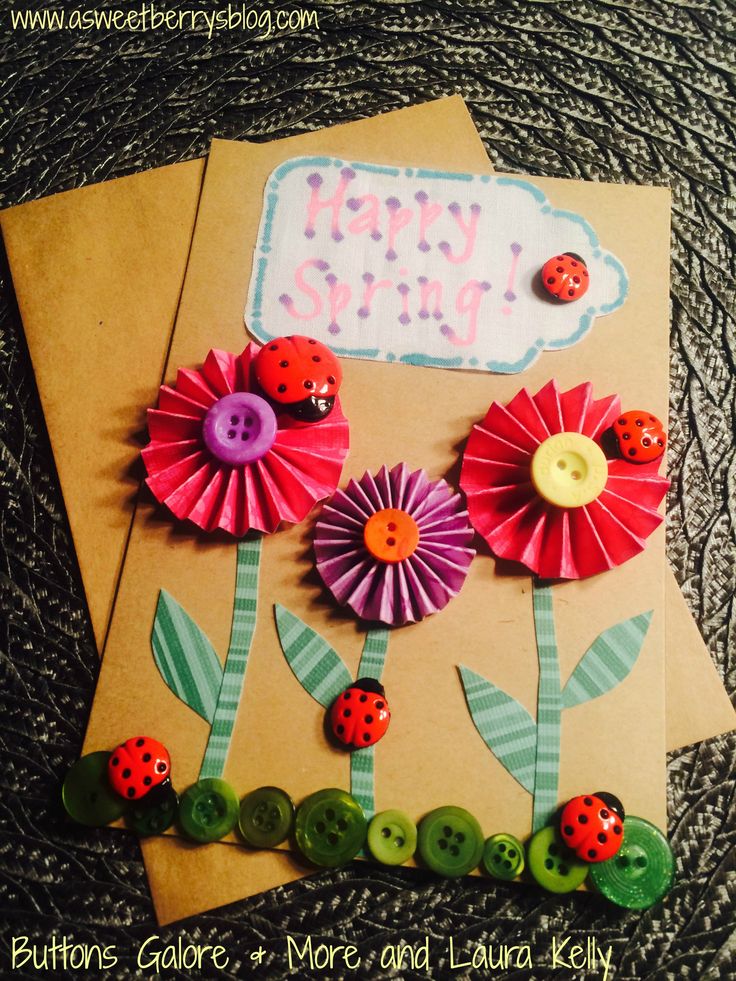 two cards with flowers and ladybugs on them, one is for happy birthday