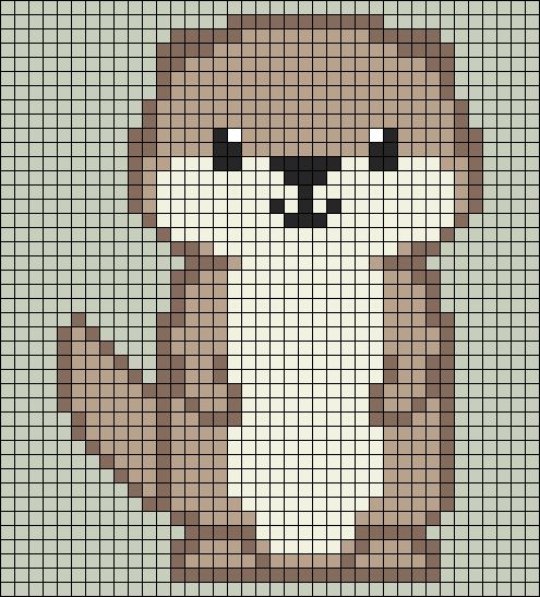 a cross stitch pattern with an image of a racoon