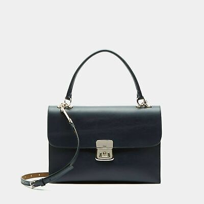 Theory Beekman Bag in Leather - Navy Blue | eBay Timeless Blue Shoulder Bag For Evening, Luxury Medium Satchel With Detachable Handle, Leather Box Bag With Silver-tone Hardware For Everyday Use, Luxury Formal Bags, Luxury Formal Medium-sized Bags, Leather Satchel Box Bag With Silver-tone Hardware, Luxury Formal Bag, Timeless Shoulder Satchel With Silver-tone Hardware, Classic Blue Bags With Silver-tone Hardware