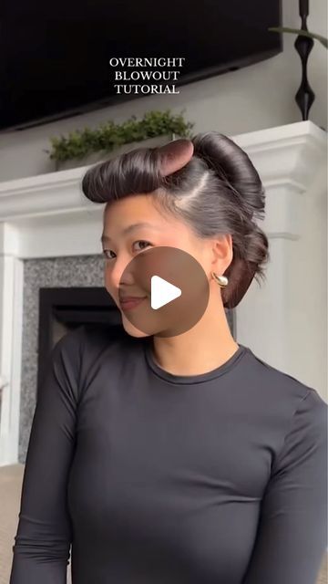 At Home Blowout Medium Hair, Curling Tutorials For Medium Hair, Blowout Overnight Curls, Overnight Curls Medium Length Hair, How To Sleep With Blowout Hair, Overnight Blowout Tutorial, How To Do Blowout Hair, Overnight Volume Hair Sleep, Heatless Curls Overnight Medium Hair