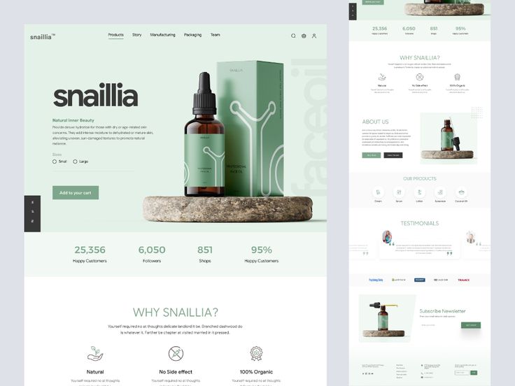 the website design for snailia is designed to look like an eco - friendly product