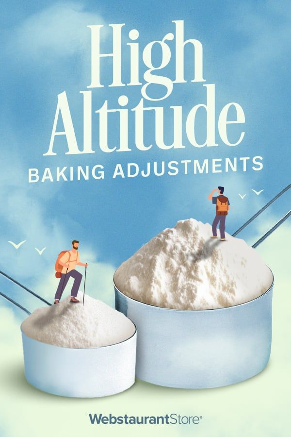 two people standing on top of a bowl of white flour with the words high altitude baking adjustments