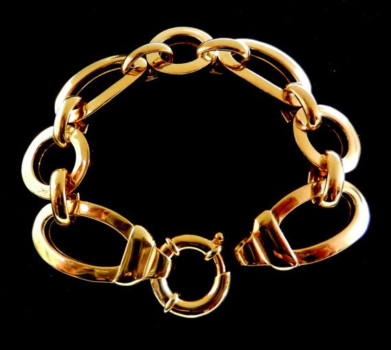 Excellent solid 925 silverplated 24K gold Italian by RAKcreations, $380.00 1970 Art, Italian Bracelet, Chain Link Bracelet, Infinity Bracelet, Link Bracelets, Chain Link, Silver Plate, 925 Silver, Silver Plated