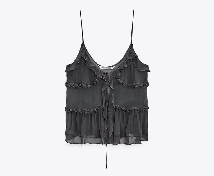 Zara Ruffle Top, Jean Zara, Zara Summer, Mode Zara, Semi Sheer Top, Black Sheer Top, Stockholm Fashion, Sheer Top, Looks Style