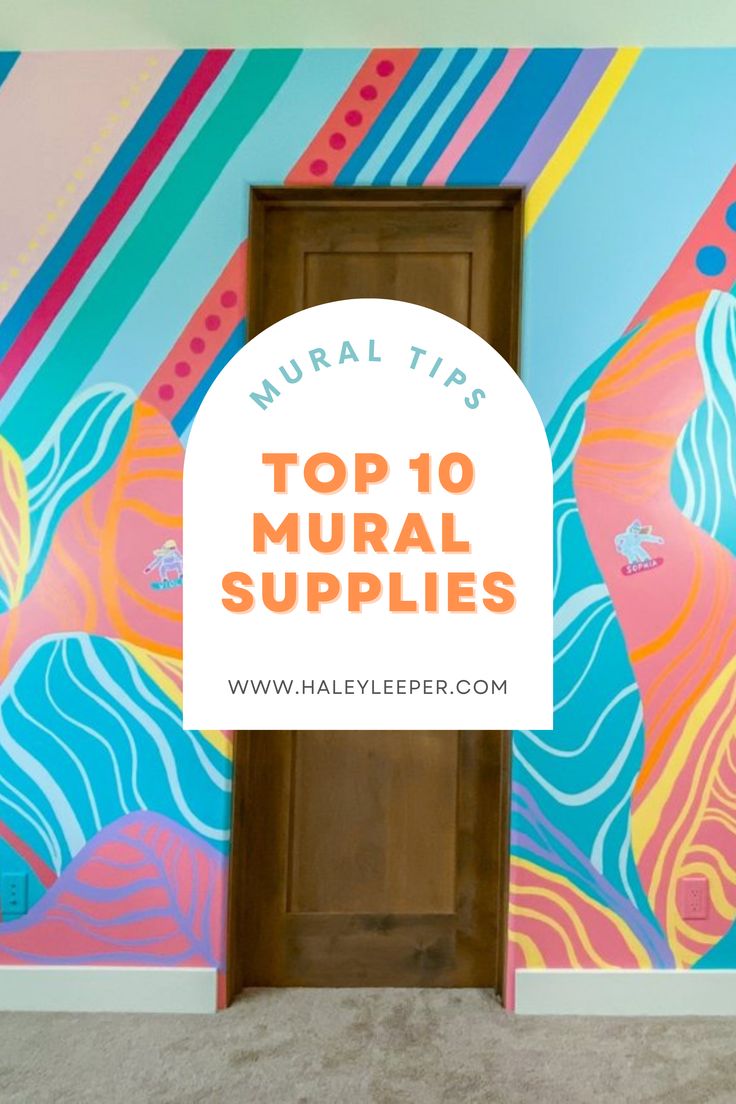 the top 10 mural supplies that are available for purchase in this listing page, which includes an open door and colorful wallpaper