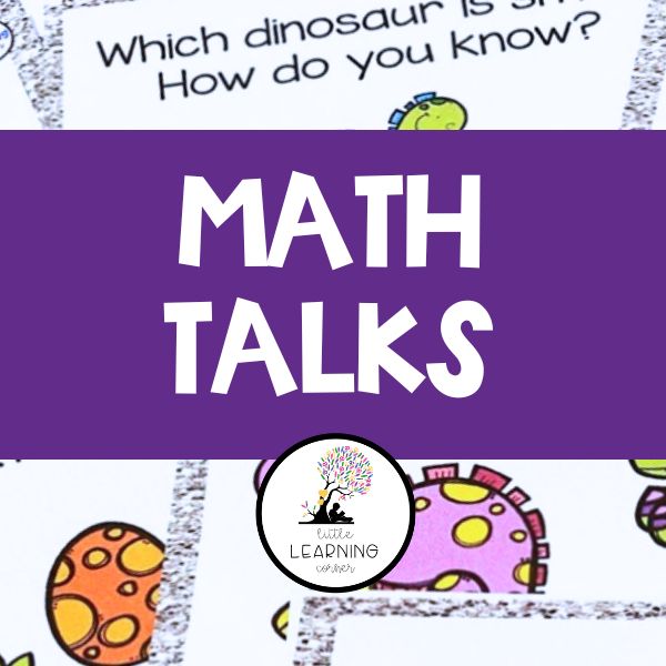 the words math talks are shown in purple and white