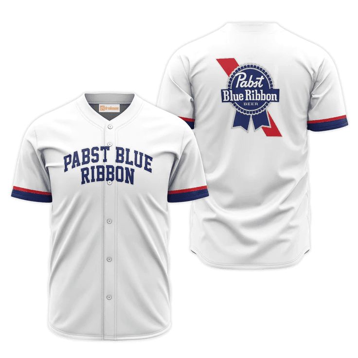 Pabst Blue Ribbon White Jersey Shirt, Pabst Blue Ribbon Jersey, Pabst Blue Ribbon gift, Pabst Blue Ribbon apparel, Pabst Blue Ribbon shirt, jersey shirt mens, Summer gifts, Pabst Blue Ribbon merchandise, Basic Baseball Jersey, Summer Baseball Jersey, team baseball jerseys Blue Baseball Collar Top For Game Day, Blue Cotton Baseball Jersey With Team Logo, Blue Baseball Collar Tops For Sports Season, Blue Baseball Collar Top For Sports Events, Blue Baseball Collar Top For Team Events, Blue Short Sleeve Baseball Jersey, Blue Crew Neck Baseball Jersey For Sports Season, Blue Cotton Tops With Baseball Collar, White Cotton Baseball Jersey For Team Events