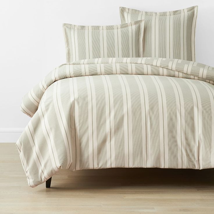 Striped Comforter Bedroom, Boho Master, Percale Duvet Cover, Patterned Duvet, Bed Duvet, Low Profile Bed, Top Of Bed, Organic Cotton Bedding, Striped Bedding