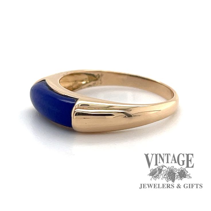 Lapis 14ky gold saddle ring — Vintage Jewelers & Gifts, LLC. 14k Yellow Gold Dome Ring With Oval Cabochon, Formal 14k Gold Sapphire Ring With Oval Cabochon, 14k Gold Cabochon Ring With Round Band, 14k Gold Cabochon Rings With Round Band, Formal 14k Gold Oval Cabochon Dome Ring, Gold Sapphire Ring With Oval Cabochon, 14k Gold Blue Oval Cabochon Rings, Formal 14k Gold Oval Cabochon Moonstone Ring, Blue 14k Gold Oval Cabochon Rings