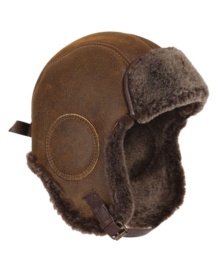 This iconic hat protected the pilots of WWII at below 30-40 degree temperatures. It will most definetely keep you warm and toasty for many years to come. B-52 aviator's sheepskin hat Adjustable chin strap Natural insulator of unequaled warmth 100% genuine lambskin hat Clean by leather specialist Mens Leather Hats, Aviator Cap, Aviator Hat, Aviator Glasses, Boy Hat, Leather Hats, Fur Hat, Beard Styles, Medium Brown