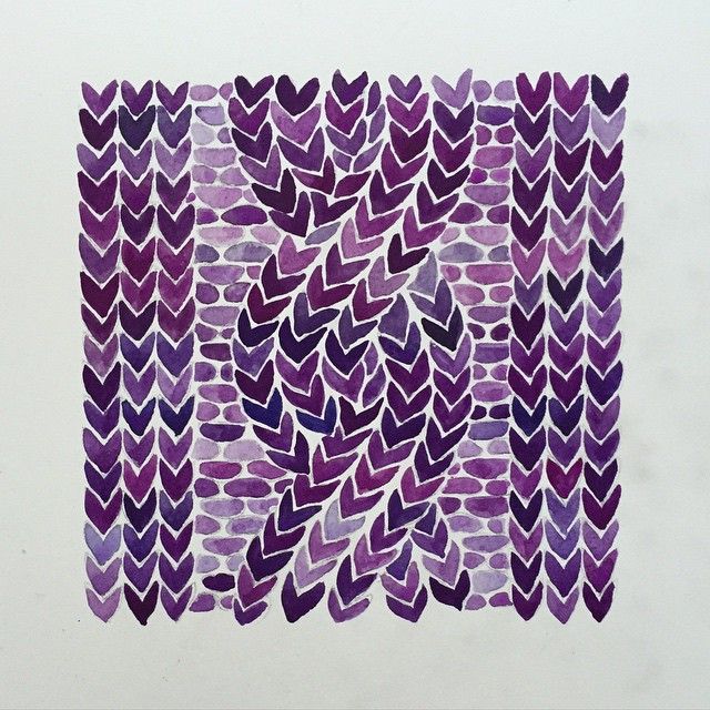 watercolor painting of purple leaves on white paper