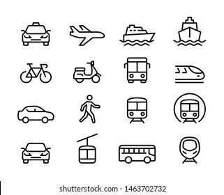 transportation icons are shown in black and white