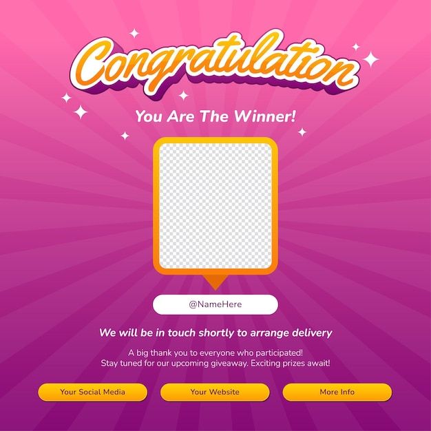 the website for congratulations you are the winner